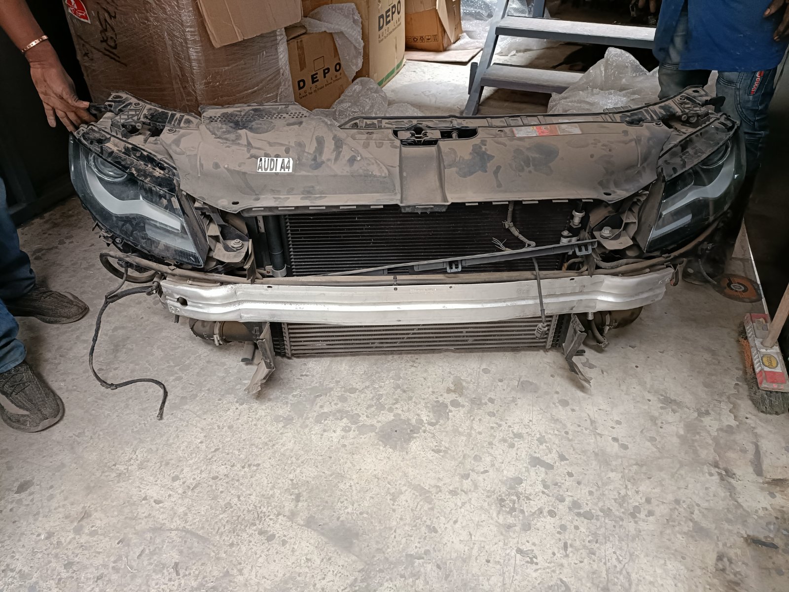 Audi A4 Front Bumper Reinforcement And Headlight Assembly Core Support Cut